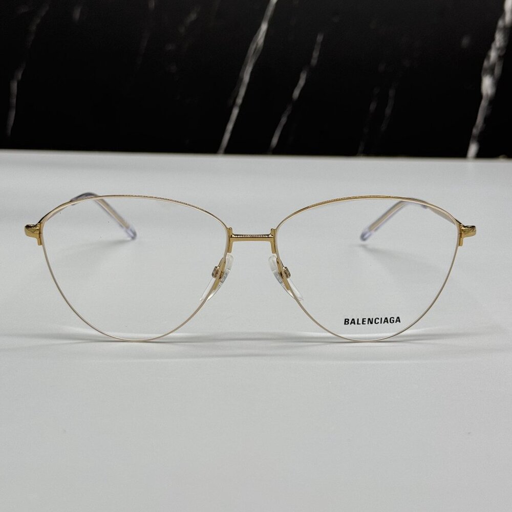 NEW BALENCIAGA BB0034O 003 CAT EYE GOLD WOMEN EYEGLASSES BALENCIAGA